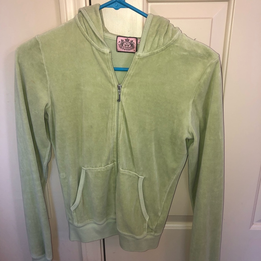 Girls Green Velour Juicy Couture Track Jacket